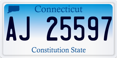 CT license plate AJ25597