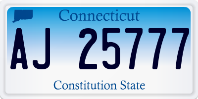 CT license plate AJ25777