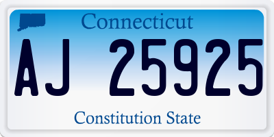 CT license plate AJ25925