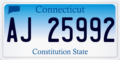 CT license plate AJ25992