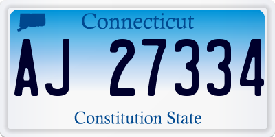 CT license plate AJ27334