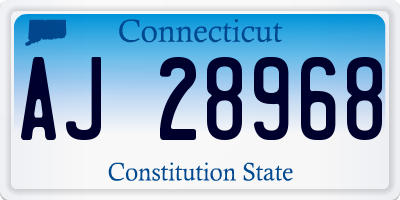 CT license plate AJ28968