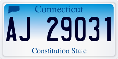 CT license plate AJ29031
