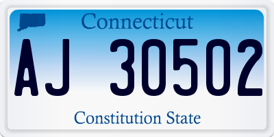 CT license plate AJ30502