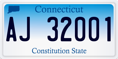 CT license plate AJ32001