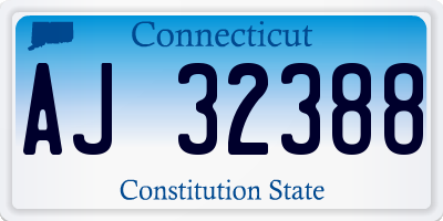CT license plate AJ32388