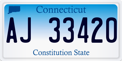 CT license plate AJ33420