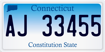 CT license plate AJ33455