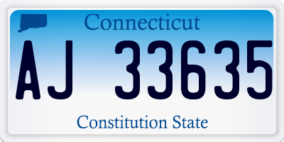 CT license plate AJ33635