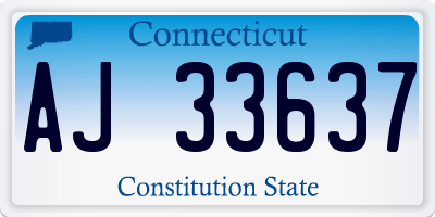 CT license plate AJ33637