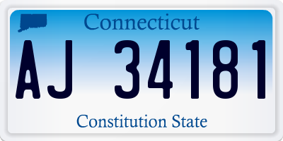 CT license plate AJ34181