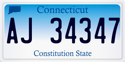 CT license plate AJ34347