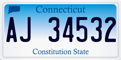 CT license plate AJ34532