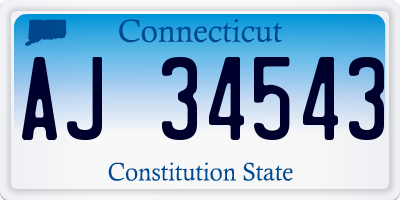 CT license plate AJ34543
