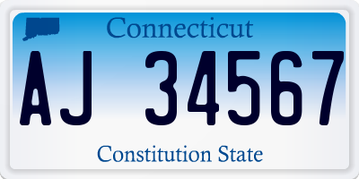 CT license plate AJ34567