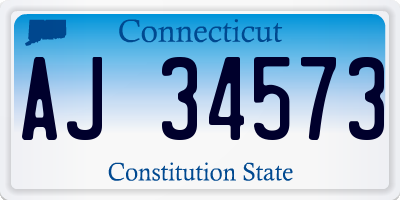 CT license plate AJ34573