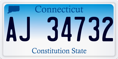 CT license plate AJ34732