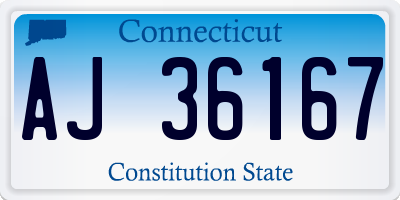 CT license plate AJ36167
