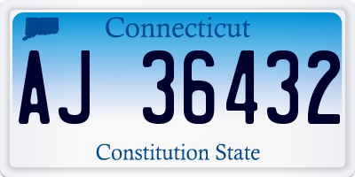 CT license plate AJ36432