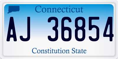 CT license plate AJ36854