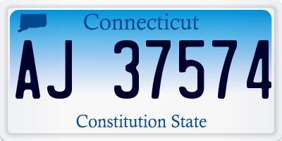 CT license plate AJ37574