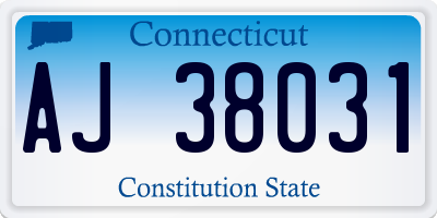 CT license plate AJ38031