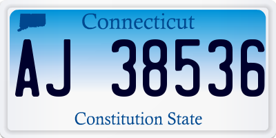 CT license plate AJ38536