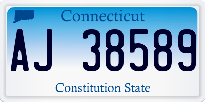 CT license plate AJ38589