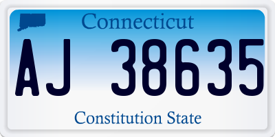 CT license plate AJ38635