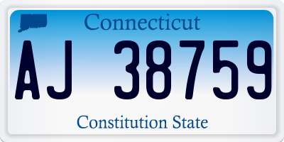 CT license plate AJ38759