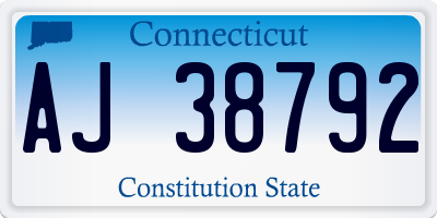 CT license plate AJ38792