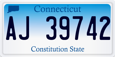 CT license plate AJ39742