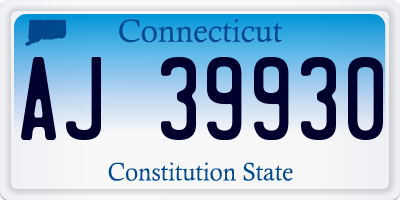 CT license plate AJ39930