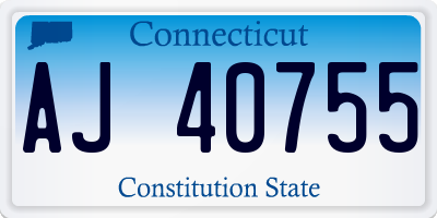 CT license plate AJ40755