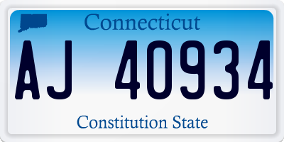 CT license plate AJ40934
