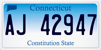 CT license plate AJ42947