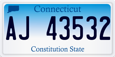 CT license plate AJ43532