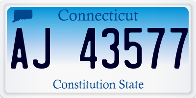 CT license plate AJ43577