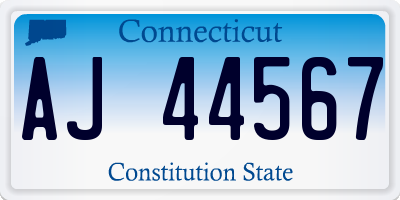 CT license plate AJ44567