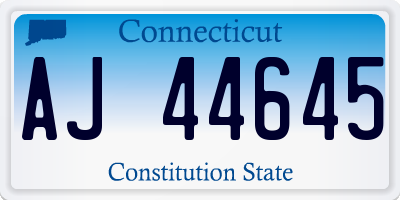 CT license plate AJ44645