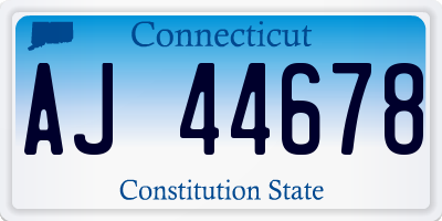 CT license plate AJ44678