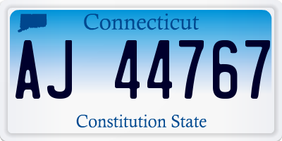 CT license plate AJ44767