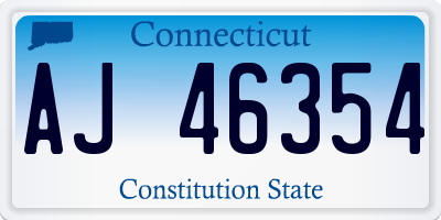 CT license plate AJ46354