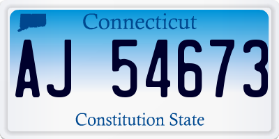 CT license plate AJ54673