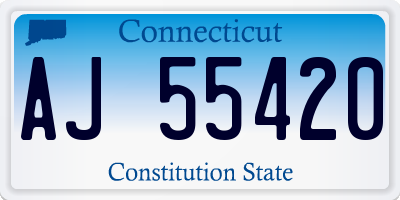 CT license plate AJ55420