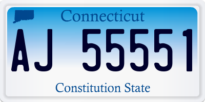 CT license plate AJ55551