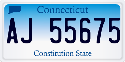 CT license plate AJ55675