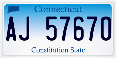 CT license plate AJ57670