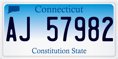CT license plate AJ57982