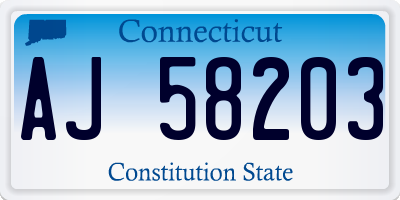 CT license plate AJ58203